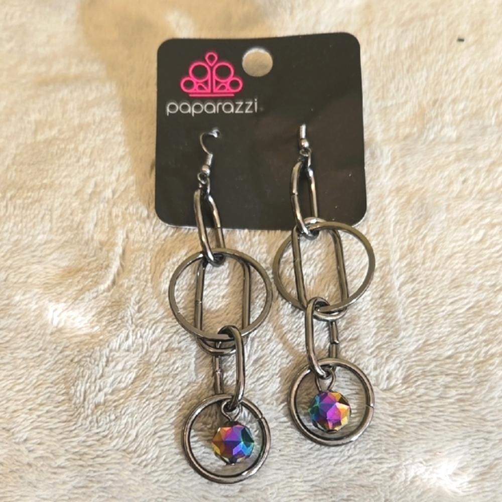 #077 Paparazzi Silver and Rainbow Earrings